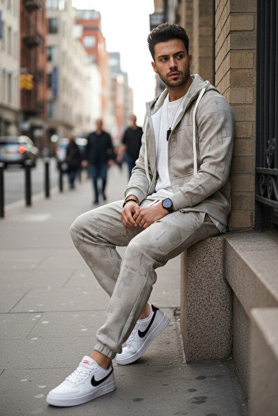 dehaine Trening pentru barbati, hanorac + pantaloni, cu imprimeu, 167