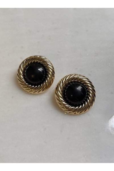 ADENNA JEWELRY أقراط ذهبية من المينا السوداء