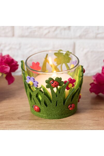 OEM Lumanare Decorativa de Paste in Recipient cu Fetru Imprejur Ø7.5x7.5cm