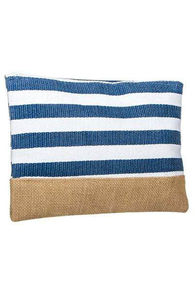 OEM Μπλε Μπεζ Ριγέ Ψάθινη Παλέτα Σκιών Ματιών 32x22εκ.