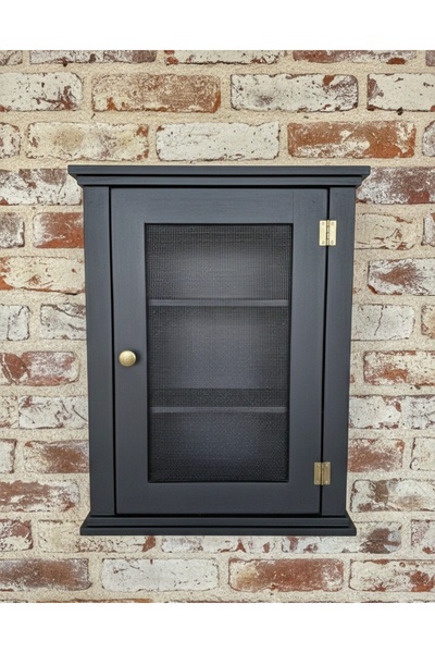 buraxe Siyah,el boyaması telli terek,45×55×19 cm,ecza dolabı,fincan dolabı, a...