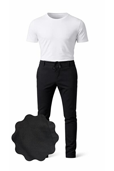 geenz manifacture Pantaloni jogger din lycra pentru bărbați, negri, din țesăt...