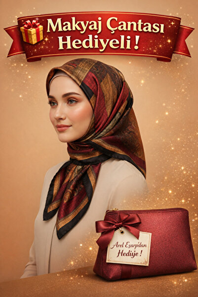 Levidor 90X90 Silk-Look Burgundy - Brown Colored Scarf - Non-Slip Twill Styli...