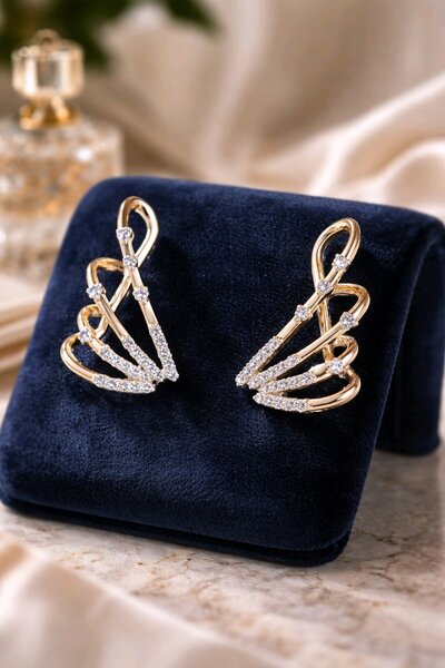 stainless steell Xuping Rose Gold Zirkon Taş İşlemeli Kadın Küpe