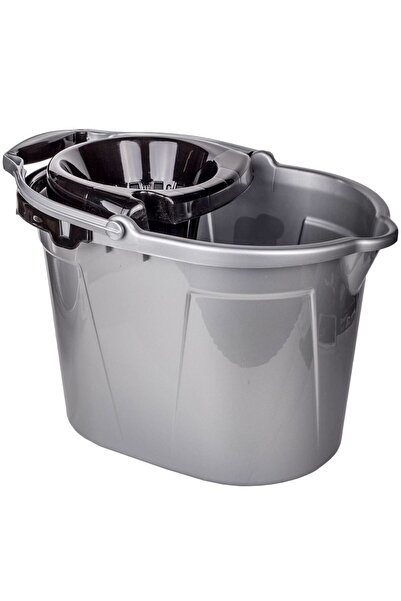 OEM Mop Bucket with Wringer & Wheels, Grey Plastic, 14l