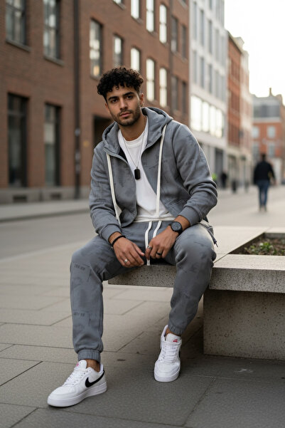 dehaine Men's tracksuit, sweatshirt + pants, with Printed, 167