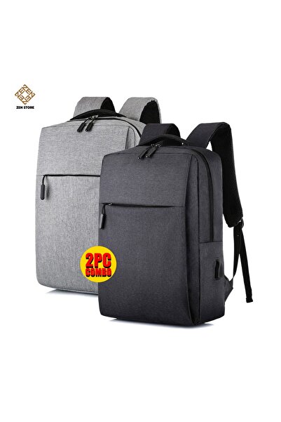Zen Store 2 PC COMBO BLACK AND GRAY Laptop Backpack 15 16 Inch, Slim Durable ...