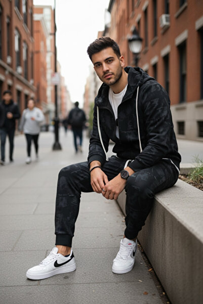 dehaine Men's tracksuit, sweatshirt + pants, with Printed, 167