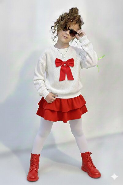 Ütk kids طقم بناتي للعيد بتنورة مكشكشة وربطة عنق على شكل فيونكة