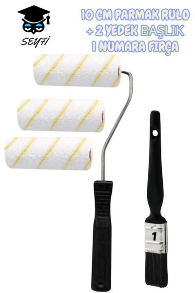 SEYFİKİRTASİYE 10 CM PARMAK RULO + 2 YEDEK BAŞLIK 1 NUMARA FIRÇA TÜRK MALI