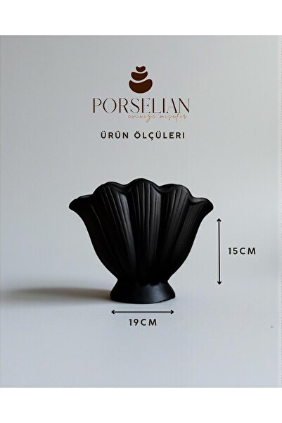 Porselian Dekoratif Ayaklı Beton Deniz Kabuğu Vazo 19x15 cm