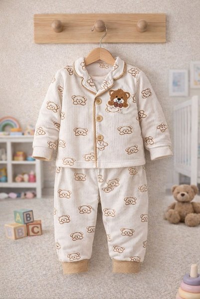My Babies Label طقم بيجامة قطنية للجنسين بتصميم دمية دب للأطفال