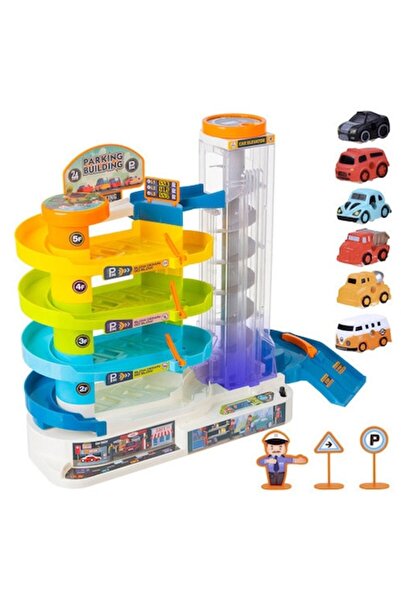 OEM Parcare interactivă pentru copii, set mare cu 6 mașini, 5 niveluri, spira...