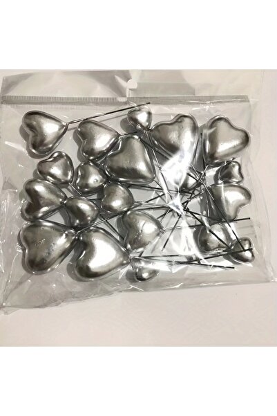 Choice مجموعة تزيين الكيك على شكل قلب فضي مكونة من 20 قطعة - أحجام متنوعة وزي...