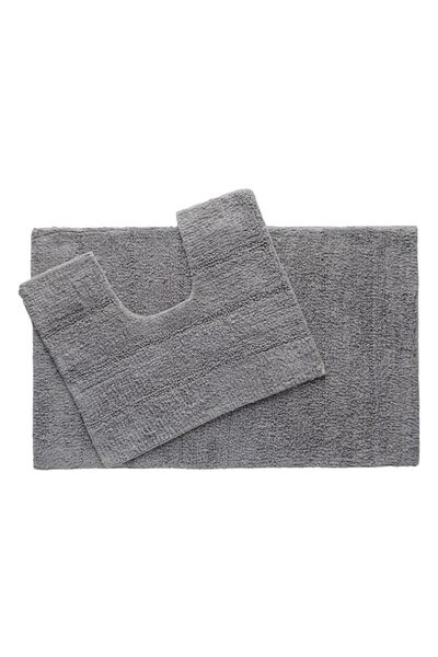 OEM Set of Grey Striped Bath Mats - 2 pcs