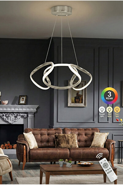 Akgül Nisa Droen Krom Kumandalı Lüks Avize