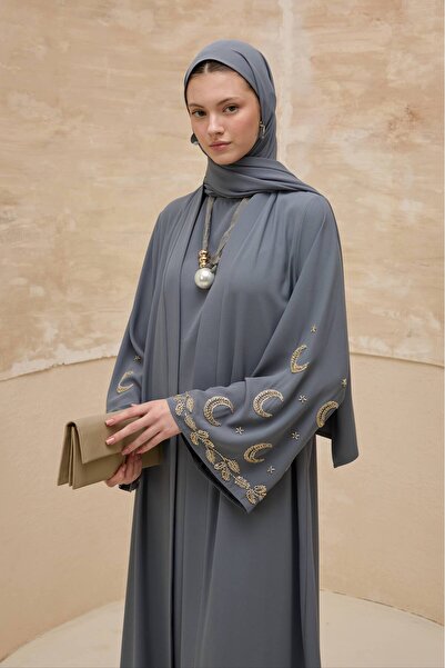 LEYLA STORE Crescent Nightfall |   Crescent Embroidered Abaya Set
