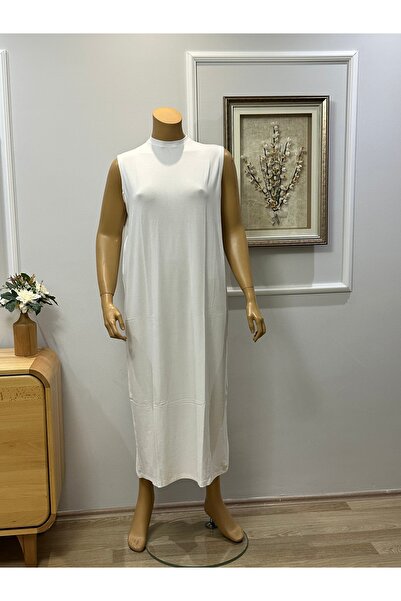 FFK TESETTÜR GİYİM Long Undergarment Dress 135 cm Sleeveless Crew Neck Lining...