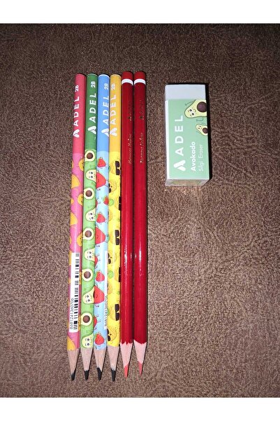 Adel Meyveler Kurşun Kalem 4 adet+ Basic Kırmızı Kalem 2 adet + Avokado Silgi...