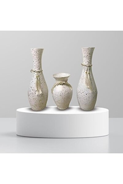 OEM Set of 3 white Egyptian vases
