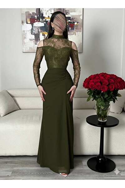 Rovanafashion olive green evening dress