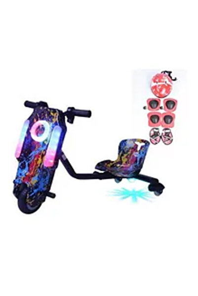 Fun Moment سكوتر كهربائي صغير للانجراف بجهد 36 فولت مع خوذة وواقيات - متعدد ا...