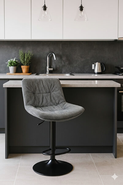 SADANHOME Adjustable piston bar stool with footrest - Modern swivel stool, hy...