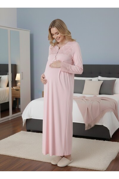 Lohussa New Season Powder Full Length Lace Detailed Buttoned Special Design 1...