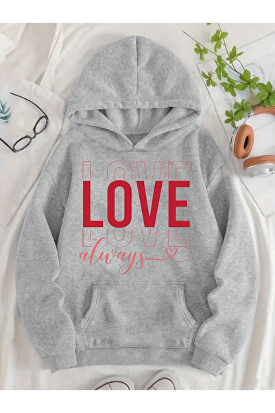 Flow touch Comfortable fit Hooded Oversized unisex love Printed sweat
