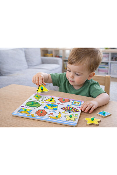 direkstoktan Tutmalı Ahşap Puzzle Şekiller / Wooden Peg Puzzle
