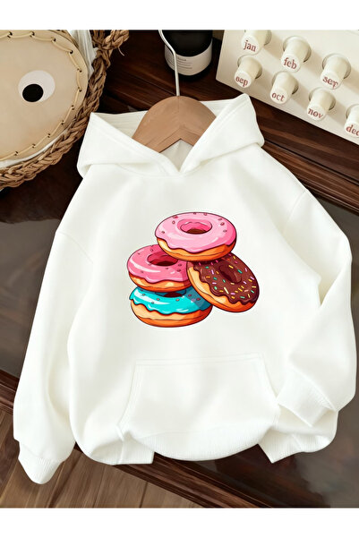 Flow touch مقاس مريح بغطاء رأس قصة فضفاضة للجنسين مطبوع سويت دونات