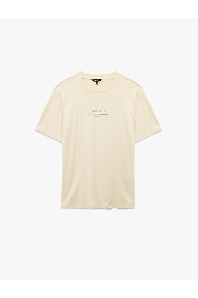 Koton Regular Fit Short Sleeve Crew Neck Cotton Back Printed T-Shirt