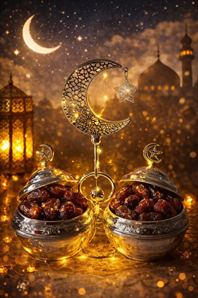 GIFT طقم 2 أوعيه تقديم أنيق للتمر والضيافة بتصميم مستوحى من الأجواء الرمضانية...