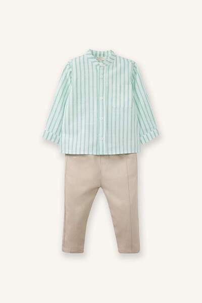 DeFacto Poplin 2-Piece Set Striped Shirt Trousers Baby Boy G7103A526Sp