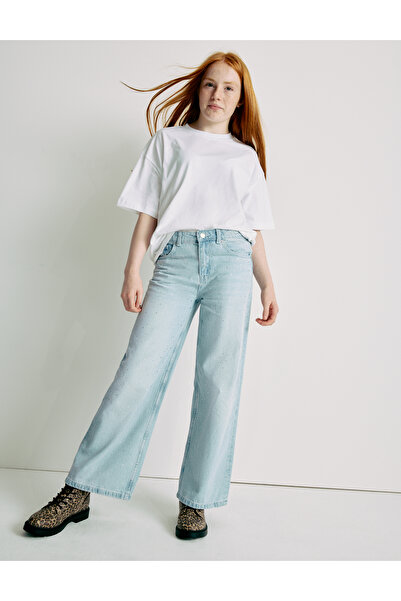 Marks & Spencer Geniş Paça Taş Süslemeli Jean (6-16 Yaş)
