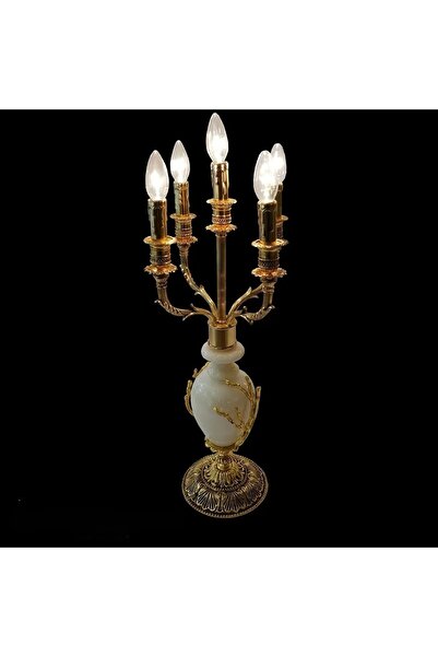 MOD10 Cam Seramik Altın Masa Lambası 5L | Kristal Detaylı | Pirinç Döküm Gövde