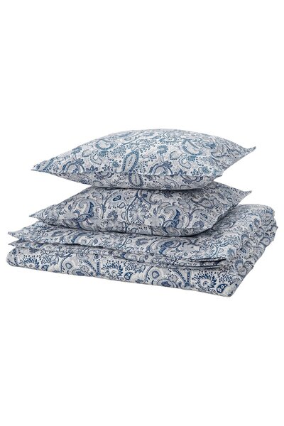 IKEA RODGERSIA Duvet cover + 2 pillowcases, blue/white, 200 x 200/50 x 60 cm
