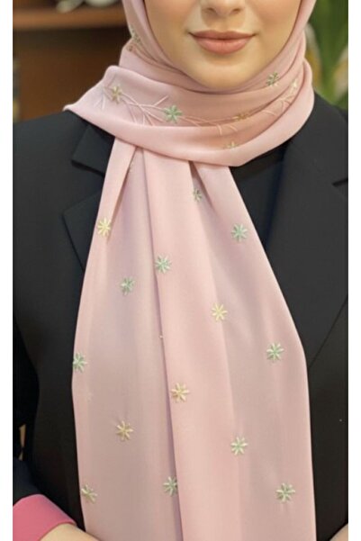 Veil Designer Pink veil with colorful embroidery covering the entire veil, ma...