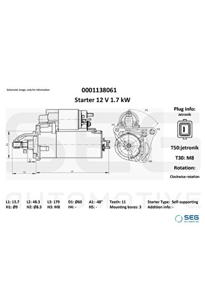 SEG Automotive Starter Bmw 1/3