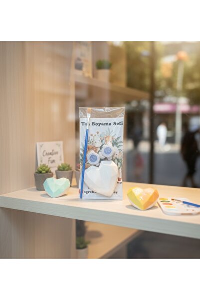 Öğretmenden Kalp alçı boyama seti