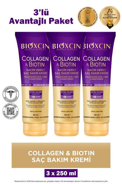Bioxcin Collagen Biotin Volumizing Hair Care Cream 250 ml 3 Pieces