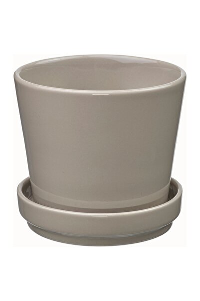 IKEA Ghiveci KLOTLÖNN cu farfurie, Interior/Exterior/Gri/Bej, 9 cm