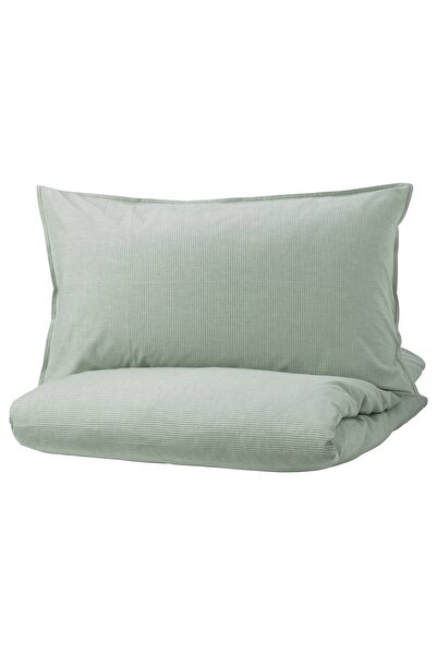 IKEA BERGPALM Husă pilotă + 2 fețe de pernă, verde/cu dungi, 240 x 220/50 x 8...