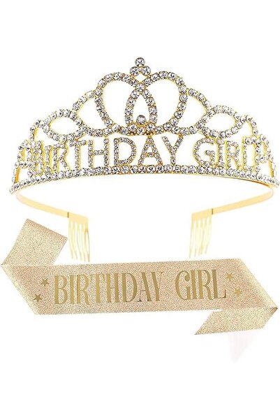 Arabest Birthday Sash and Crown for Girls,Rhinestone Hair Accessories “BIRTHD...