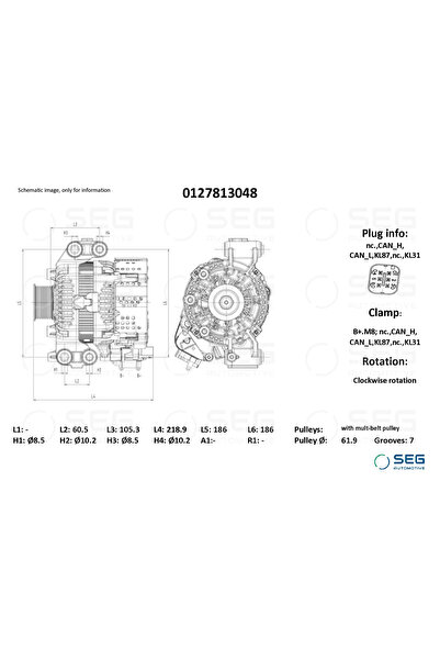 SEG Automotive Generator / Alternator Volvo S60 3/S90 2/V60 2