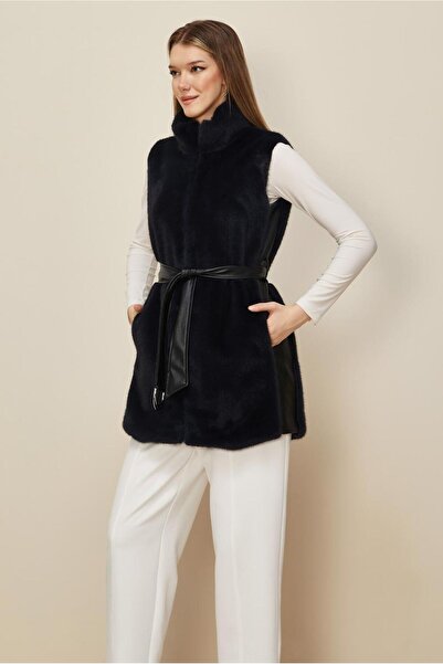 Alvina Belted Faux Fur Vest 45300