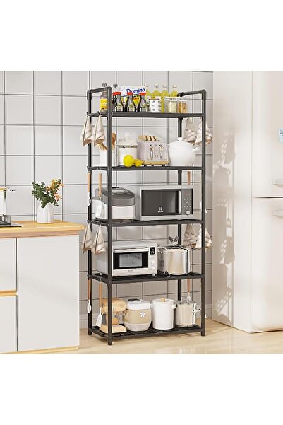 RAWAID Kitchen Shelving Unit Storage Shelves Organizer with Side Hooks Multif...