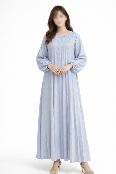 THOGUE Women's long jalabiya embroidered with delicate beads – wide cut and l...