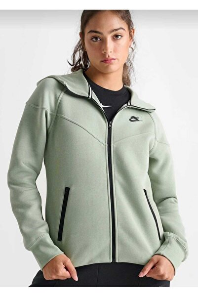 Nike Sportswear Tech Fleece Full Zip Hoodie Dark Heather Kadın Kapüşonlu Swea...