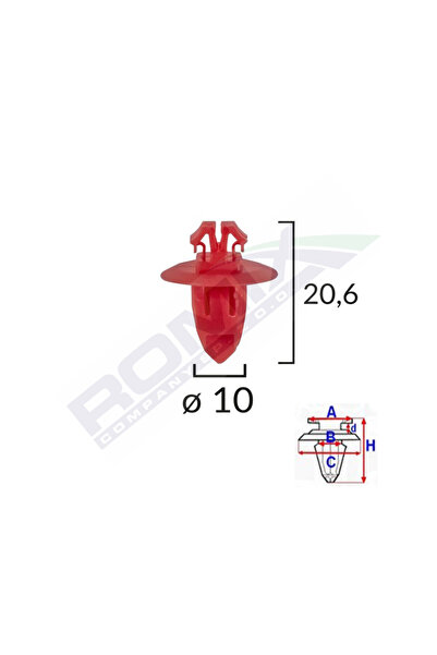 ROMİX Clips Fixare Elemente Exterioare Pentru Toyota 10X20.6 - Rosu Set 10 Buc